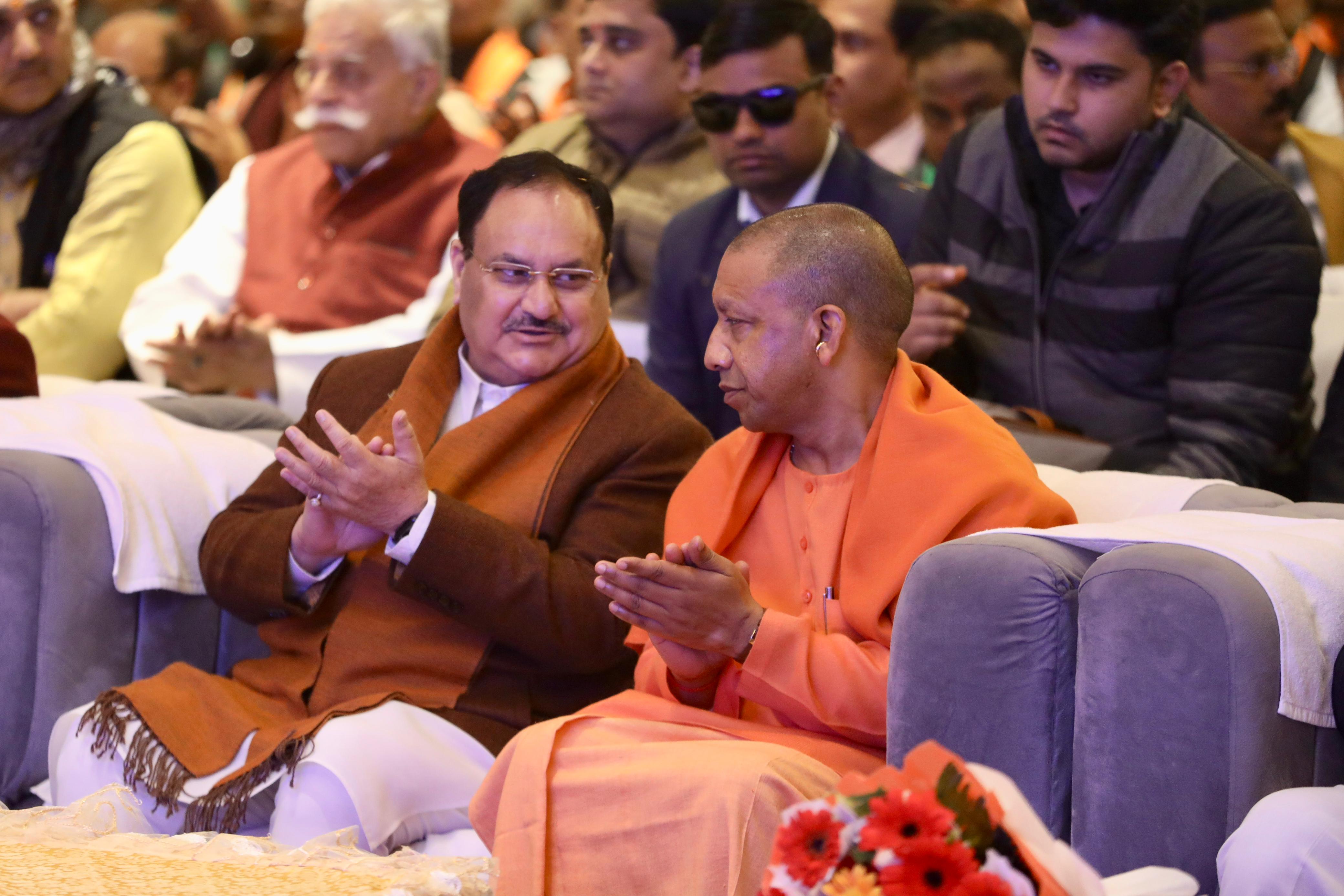 BJP National President Shri J.P. Nadda listening to Hon'ble Prime Minister Shri Narendra Modi ji's "Mann ki Baat…